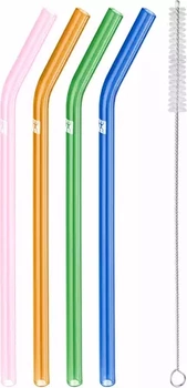 ZESTAW 4 SZKLANYCH SŁOMEK ZGIĘTYCH ZWILLING SORENTO - WIELOKOLOROWE
